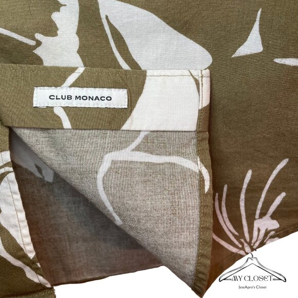 Club Monaco Men's Short Sleeve Floral Wave Button Down Shirt, 100% Cotton - Picture 4 of 7